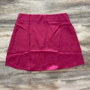 Zeagoo Women Y2k Mini Skirt Staini‎ Silk High Waisted Zipper Beige Skirt Pink--S